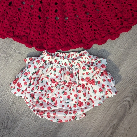 Handmade Crochet Baby Dress Red Cotton Size 6-18 Months - Picture 6 of 6